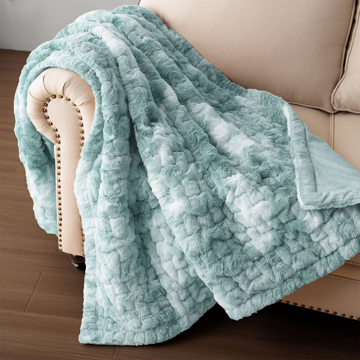 Ruched Faux Fur Throw Multicolor Faux Fur