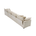 Modern Upholstered 4 Seater Fabric Sofa With Comfortable Back Cushions, Seat Cushions And Pillows, Light Beige Corduroy Sofa Beige Corduroy 4 Seat