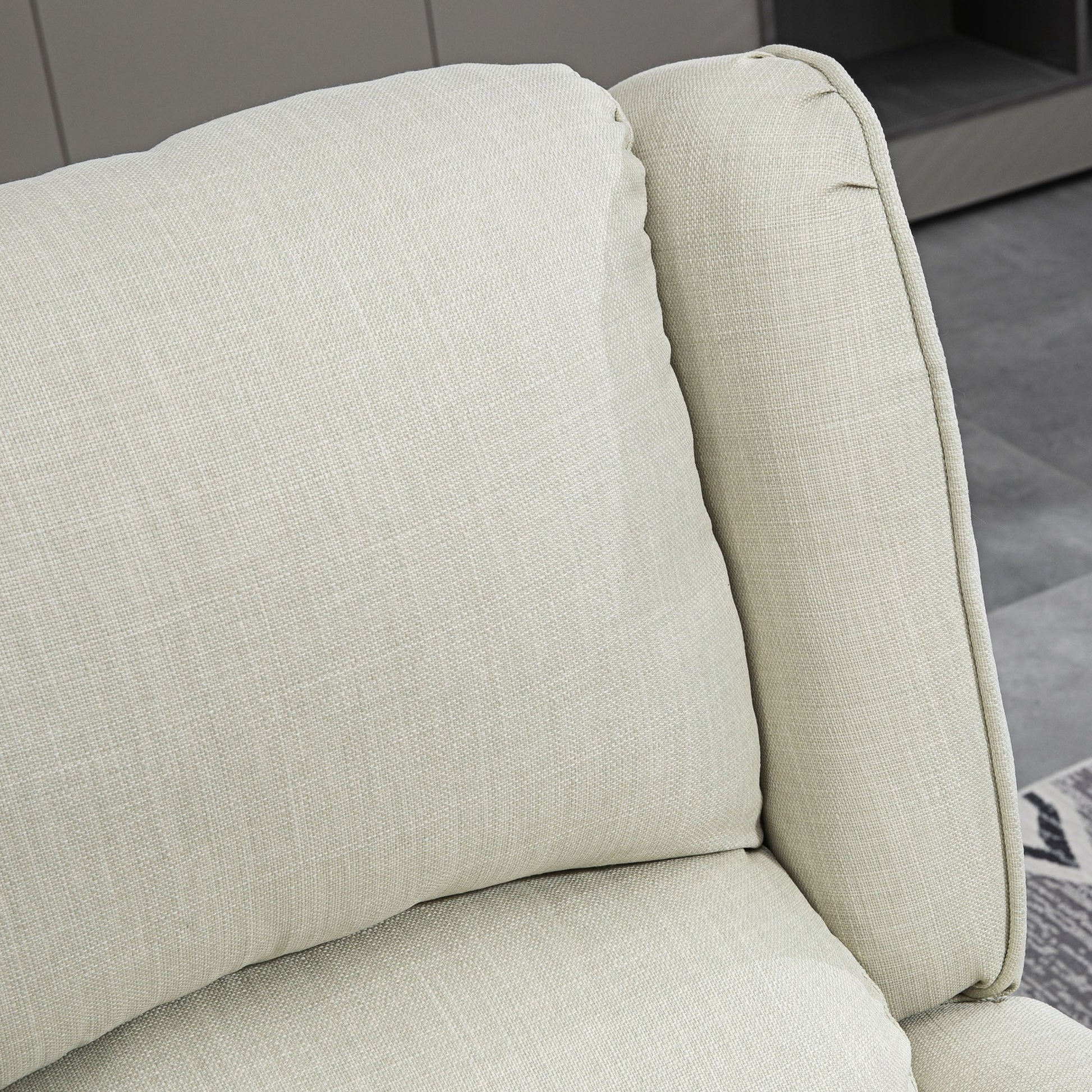 Homcom Vibration Massage Recliner Chair For Living Room With Heat, Wingback Single Sofa, Modern Linen Fabric Push Back Reclining Chair With Footrest, Side Pocket, White White Linen