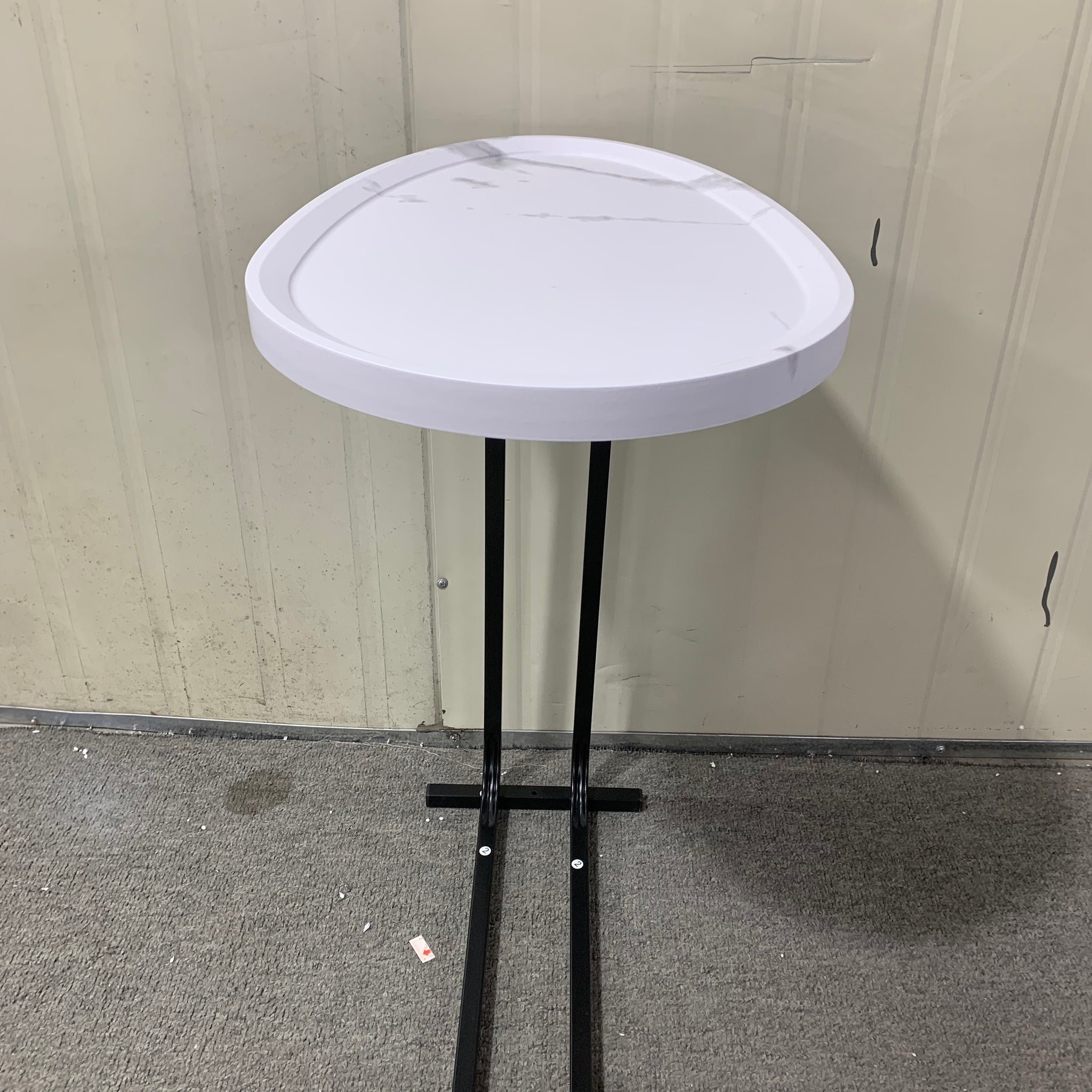 C Shaped Side Table, C Table End Table For Sofa And Bedside, Couch Side Tables, Wood C Shaped End Table With Metal Frame Slide For Bedroom Living Room White White Mdf Metal