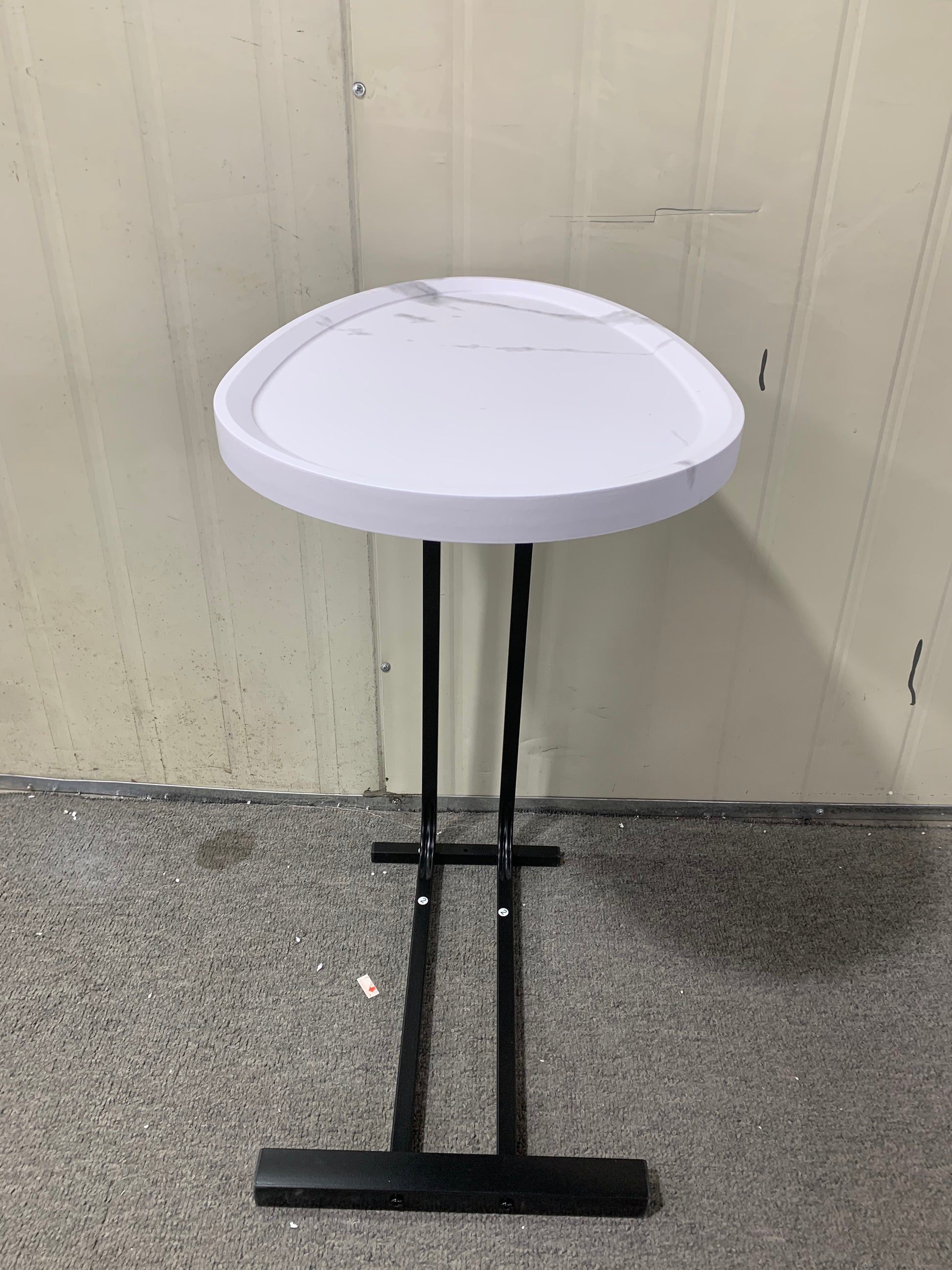 C Shaped Side Table, C Table End Table For Sofa And Bedside, Couch Side Tables, Wood C Shaped End Table With Metal Frame Slide For Bedroom Living Room White White Mdf Metal