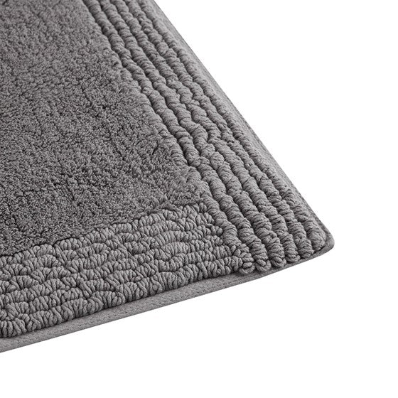 100% Cotton Tufted 3000 Gsm Reversible Bath Rug Gray Cotton