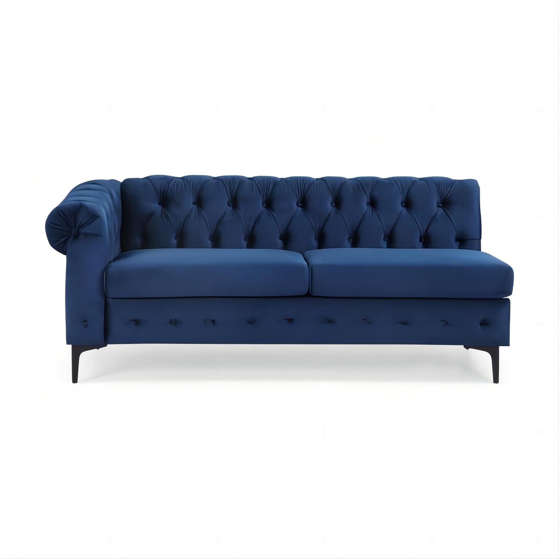 Reversible 4 Seater Modular Sectional Sofa Set, Convertible Corner Oversized L Shaped Sofa Couch, Velvet Sleeper Couch With Rolled Arm For Living Room, Navy Blue Navy Blue Wood Primary Living Space Medium Soft Loose Back Medium Duty