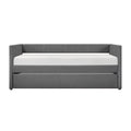 1Pc Daybed With Trundle Dark Gray Fabric Upholstery Wooden Frame Modern Home Furniture Box Spring Not Required Dark Gray Wood Primary Living Space Modern,Transitional Polyester Engineered Wood,Wood