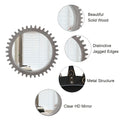 Vintage 26'' X 26'' Wall Wood Round Hanging Gear Shape Heavy Decorative Mirror For Bathroom Living Room Entryway Or Put Together To Your Liking Antique Dark Brown Dark Brown Antique Glass Mirror