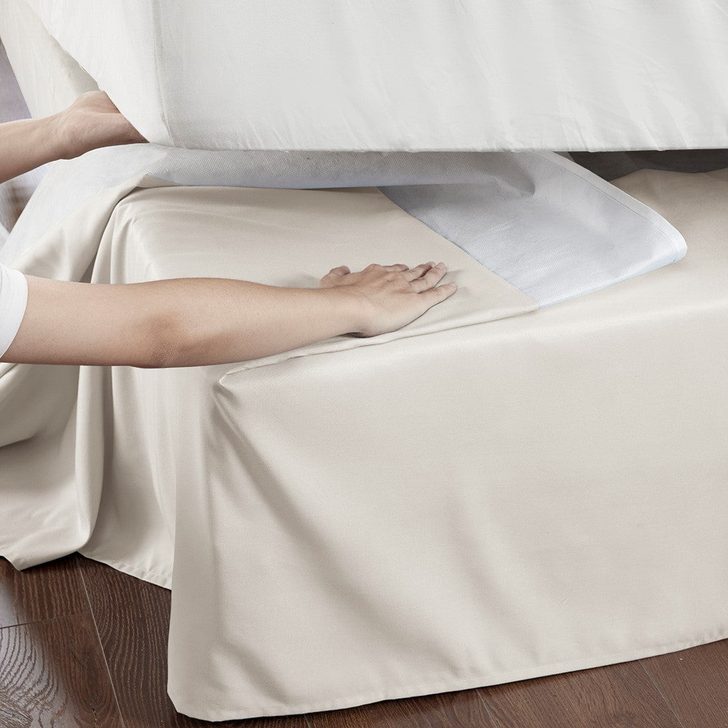 Wrap Around Adjustable Bedskirt Ivory One Size Ivory Microfiber