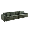 4 Seats Complimentary 2 Pillows ,Oversized Sectional Sofa,L Shaped Corner Couch With Detachable Seat & Back Cushion, Corduroy Upholstery Convertible Sleeper Sofa&Couch For Living Room Green Fabric 4 Seat