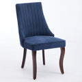 Rayon Cloth Flocking Linen Dining Chairs Channel Kitchen Dinner Chair Comfy Fabric Upholstered Accent Chair For Dining Room With Curved Solid Wood Legs,Set Of 2 Blue , Sw1847Bl Blue Light Brown Dining Room American Design,American Traditional Dining