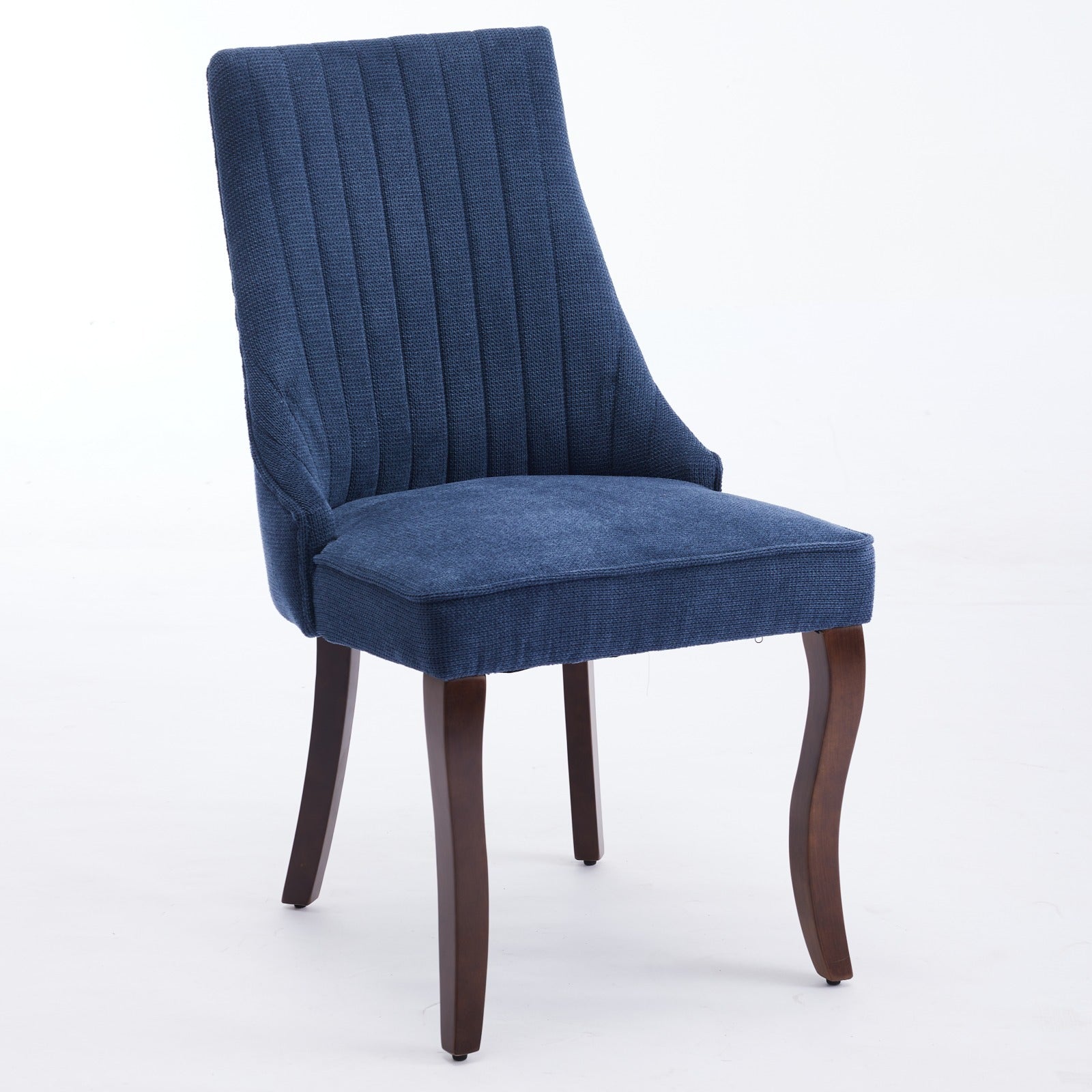 Rayon Cloth Flocking Linen Dining Chairs Channel Kitchen Dinner Chair Comfy Fabric Upholstered Accent Chair For Dining Room With Curved Solid Wood Legs,Set Of 2 Blue , Sw1847Bl Blue Light Brown Dining Room American Design,American Traditional Dining