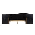 Platform Bed Frame With Live Edge Headboard And Built In Nightstands Drawers Dark Brown Wood