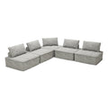 Modern Chenille Modular L Shaped Sofa With Hidden Legs, Adjustable Headrests, And Spring Cushions Ideal For Living Room And Versatile Spaces Light Grey 5Pieces Sofa Light Gray Chenille 5 Seat