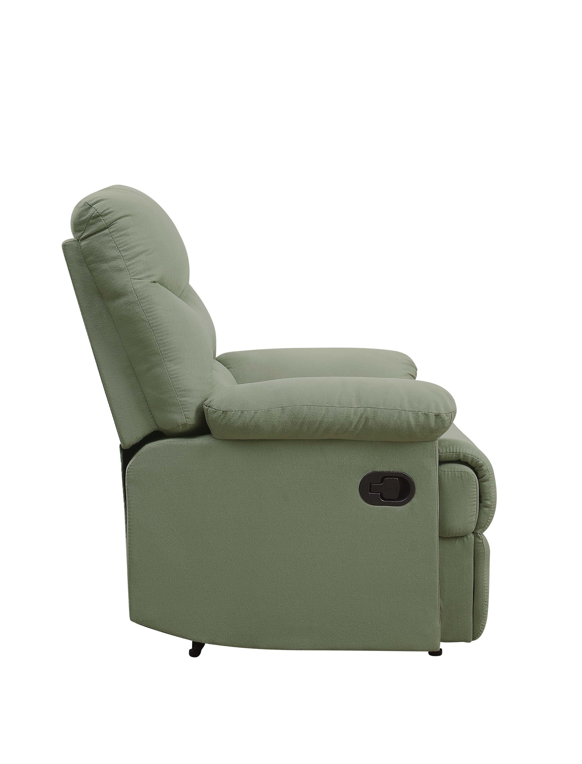 Sage Motion Recliner With Pillow Top Arms Sage Microfiber Manual Handle Wood Primary Living Space Tight Back Handle Pillow Top Arms Fabric Metal