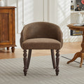 Hand Pulled Buckle Decoration Pu Dining Chair,Accent Leisure Chair, Mid Century Modern Arm Chair With Solid Wood Armrests And Legs, 1 Seat Cushioned Sofa For Living Room Bedroom,Brown Color,Sw1865Br Brown American Design Rubberwood Foam Pu