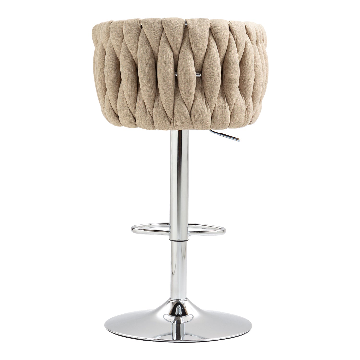360 Fabric Cover Swivel Bar Stools Set Of 2, Adjustable Counter Height Bar Chairs With Woven Back & Footrest, Silver Chromed Bar Stools For Kitchen Island, Cafe, Pub Yellow Metal Yellow Kitchen