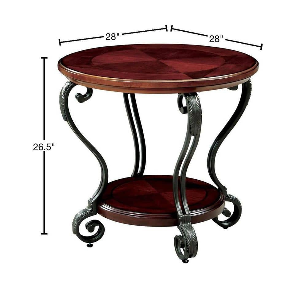 Traditional Style Brown Cherry 1Pc End Table Open Bottom Shelf Ornate Design Living Room Furniture Brown Multi Primary Living Space Classic,Contemporary,Ornate Traditional,Traditional Open Storage Coffee & End Tables Solid Wood