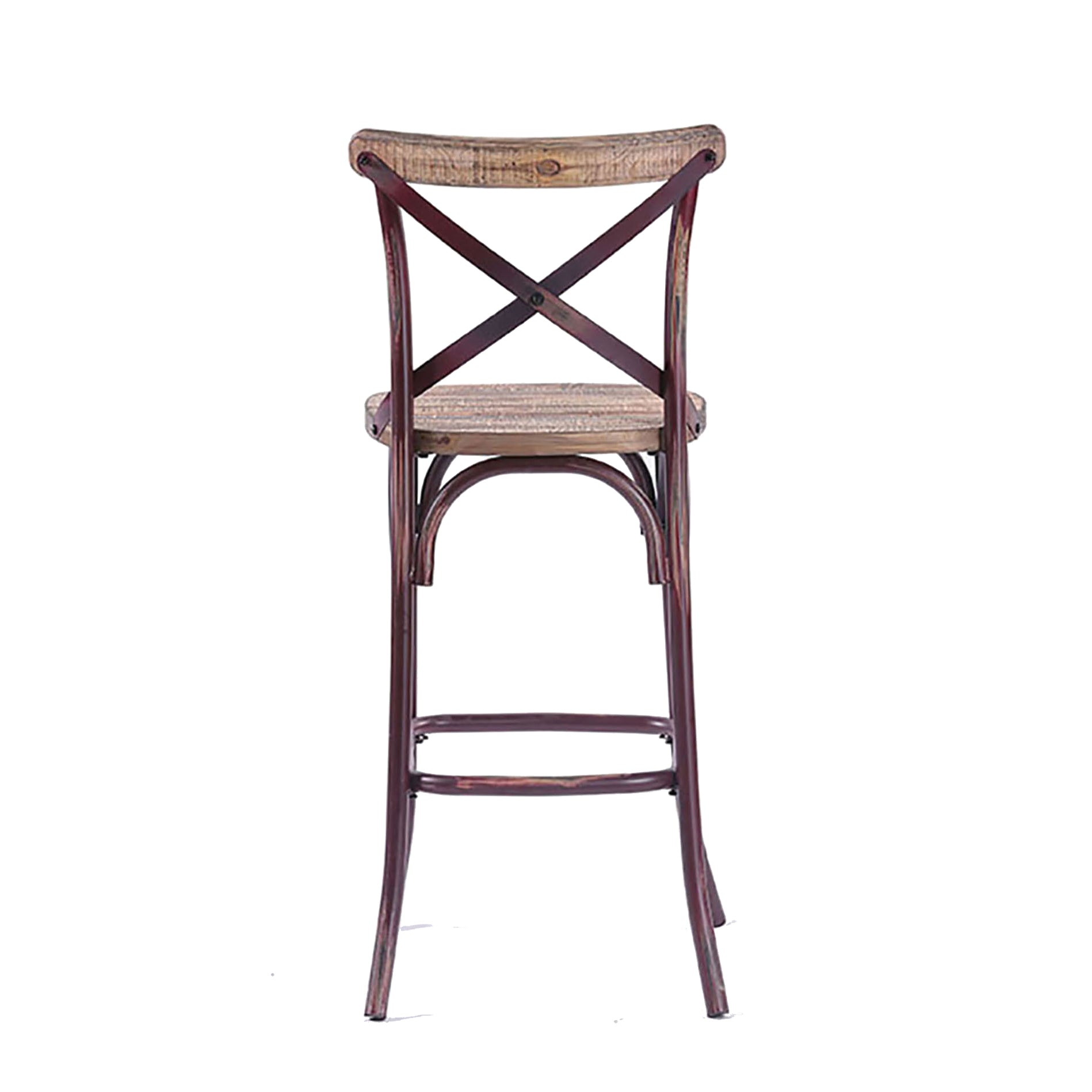 Antique Red And Antique Oak Bar Stool With Cross Back Oak Dining Room Vintage Bar Stools Fir Cross Back Wood Metal