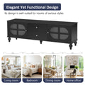68.9'' Modern Tv Stand For Tvs Up To 75 Inches, Entertainment Center Media Console With Fluted Glass Doors, Five Solid Wood Legs For Living Room Black 70 79 Inches Mdf