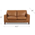 Soma Leather Loveseat Cognac Genuine Leather Wood Primary Living Space Medium Firm Cushion Back Mid Century Modern Eucalyptus Square Arms Down Filling Genuine Leather