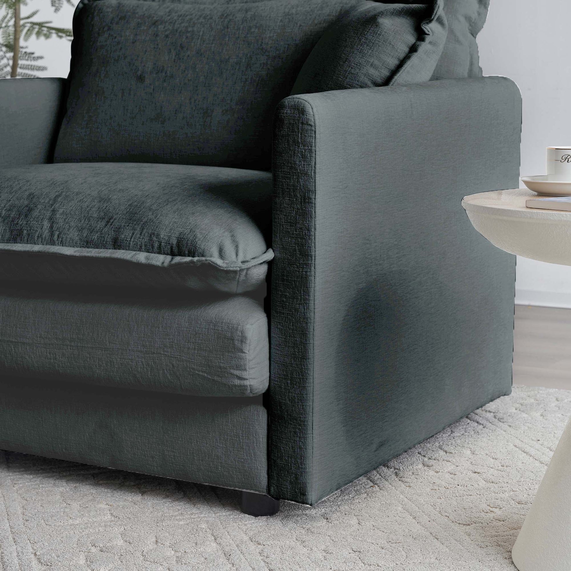 Modern Accent Chair With Ottoman, Living Room Club Chair Chenille Upholstered Armchairreading Chair For Bedroom, Gray Chenille Gray Chenille 1 Seat
