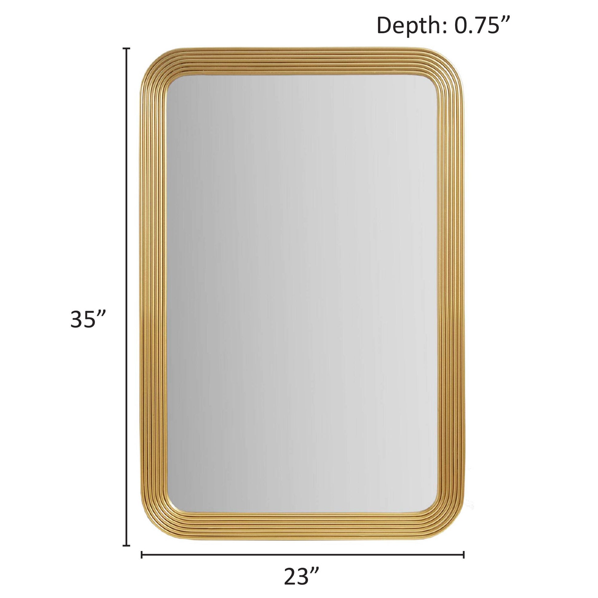 Rounded Rectangle Fluted Wall Mirror Gold See Below Gold Mirror