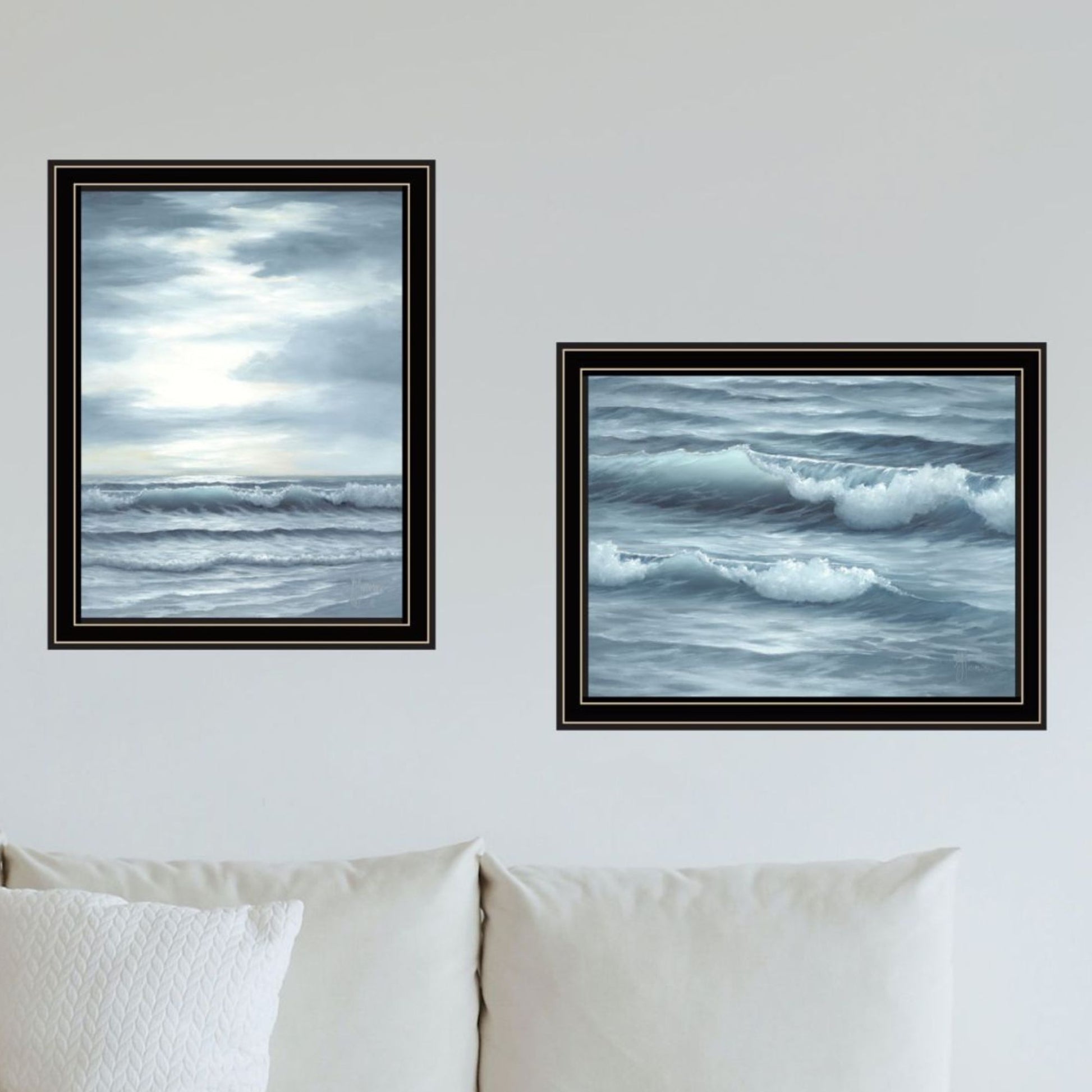 "The Ocean Blue High Tide At Sunset" Framed Wall Art For Living Room, Wall Art Print For Home Decor, Bedroom Wall Art By Georgia Janisse Multicolor Wood Paper