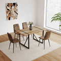 Dining Chairs Set Of 4,Modern Kitchen Dining Room Chairs,Upholstered Dining Accent Suedette Chairs In Cushion Seat And Sturdy Black Metal Legs Brown Brown Foam Technical Leather