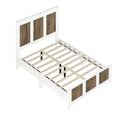 4 Pieces Bedroom Sets, Full Size Farmhouse Platform Bed With Wooden Strip Decoration, Storage Nightstand And Dresser With Metal Handle, White Full White 4 Piece Set Particle Board