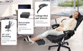 Office Chair With Footrest 400Lb Big And Tall Computer Gaming Chair Ergonomic Executive High Back Reclining Leather Desk Chair With Adjustable Lumbar Support And Heavy Duty Metal Base Metal Black Office Sponge Leather