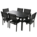 High Quality Steel Outdoor Table And Chair Set, Suitable For Patio, Balcony, Backyard. Black Seats 6 Steel