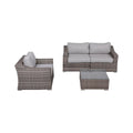Fully Assembled Wicker 3 Person Seating Set With Cushions Gray Wicker