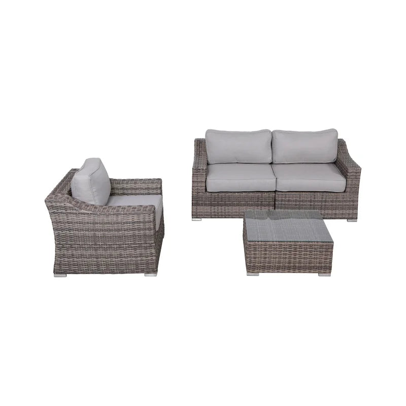 Fully Assembled Wicker 3 Person Seating Set With Cushions Gray Wicker