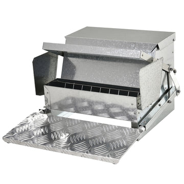 Pawhut 25 Lbs Capacity Automatic Chicken Poultry Feeder With A Galvanized Steel And Aluminium Build, Weatherproof Design Silver Aluminum