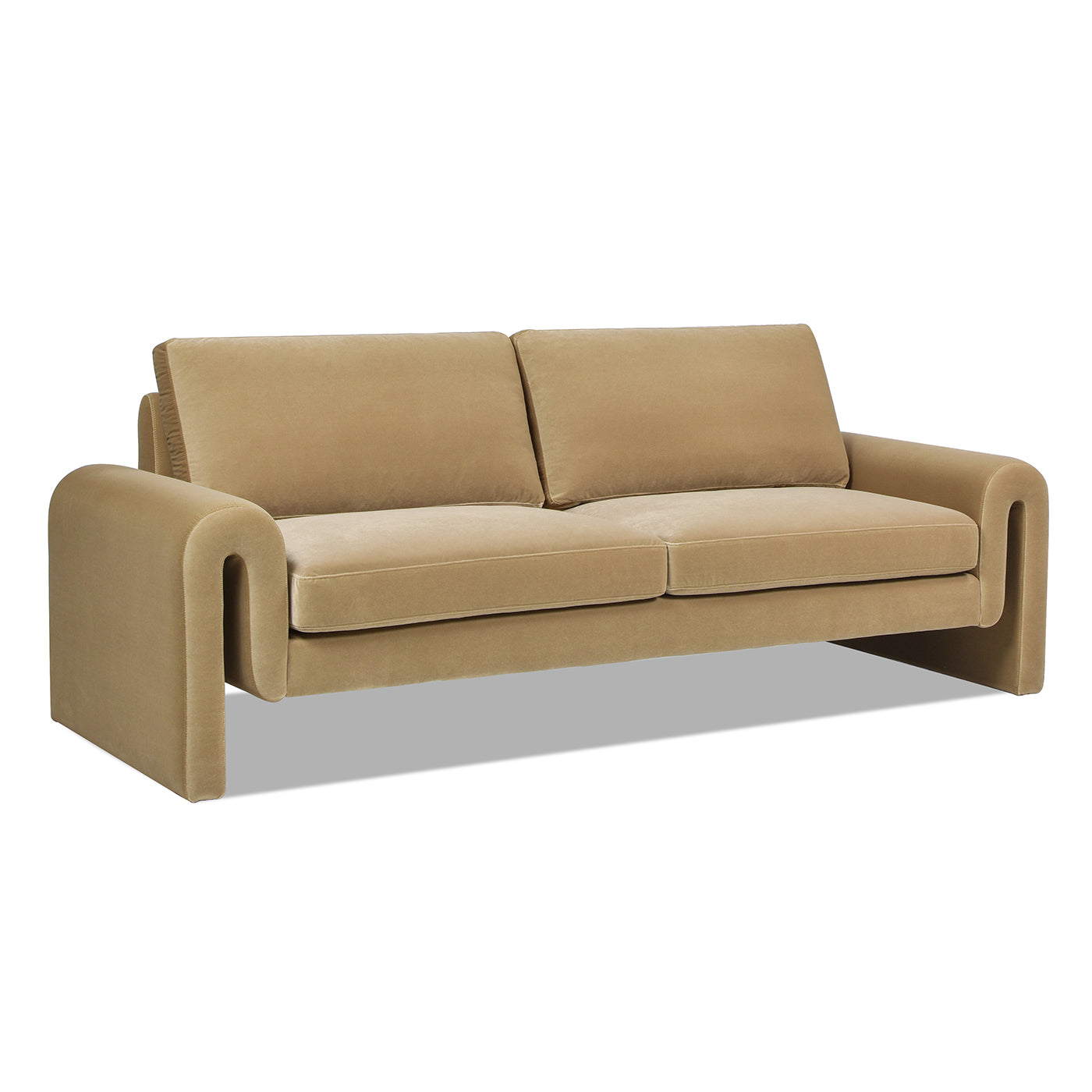 Mason 85" Arched Arm Sofa, Camel Brown Beige Performance Velvet Beige Foam Velvet 3 Seat