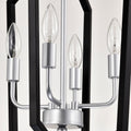 4 Light Farmhouse Kitchen Chandeliers, Matte Black And Sliver Vintage Rustic Cage Light Fixture Adjustable Height Chandeliers For Dining Room Hallway Foyer Entryway E12 Bulbs Not Included Matte Black American Design,Luxury,Modern,Vintage Metal Metal