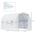 Outsunny 15' X 7' X 7' Walk In Tunnel Greenhouse, Large Garden Hot House Kit With 6 Roll Up Windows & Roll Up Door, Steel Frame, White White Steel