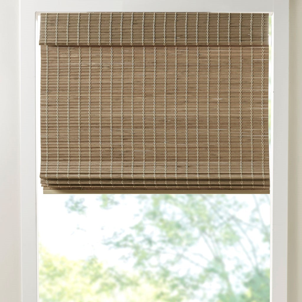 Bamboo Light Filtering Roman Shade 64"L Natural Ash Bamboo