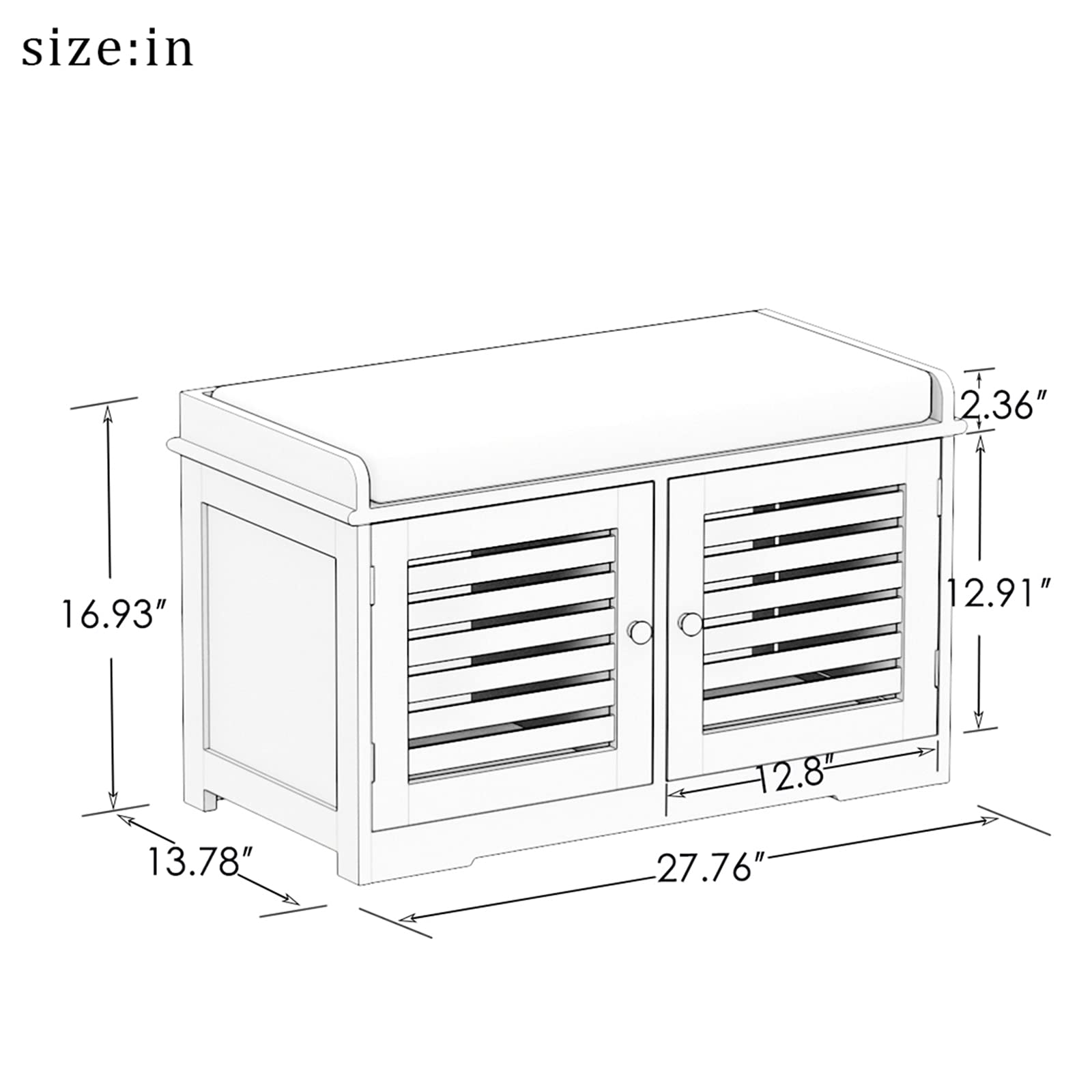 Shoe Storage Bench With Padded Seat Cushion, Entryway Bench With 2 Barn Doors White White Mdf