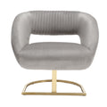 Coolmore Upholstered Tufted Living Room Chair Textured Linen Fabric Accent Chair With Metal Stand Gray Velvet