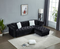 Reversible Sectional Sofa 4 Seater Oversized Convertible L Shaped Couch Velvet Sofa Couch Black Velvet 4 Seat