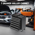Rolling Tool Chest With 7 Drawer Tool Box With Wheels Multifunctional Tool Cart Mechanic Tool Storage Cabinet For Garage, Warehouse, Workshop, Repair Shop Black Steel