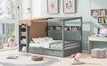 Full Size House Bed With Two Drawers And Wardrobe,Gray Full Gray Solid Wood