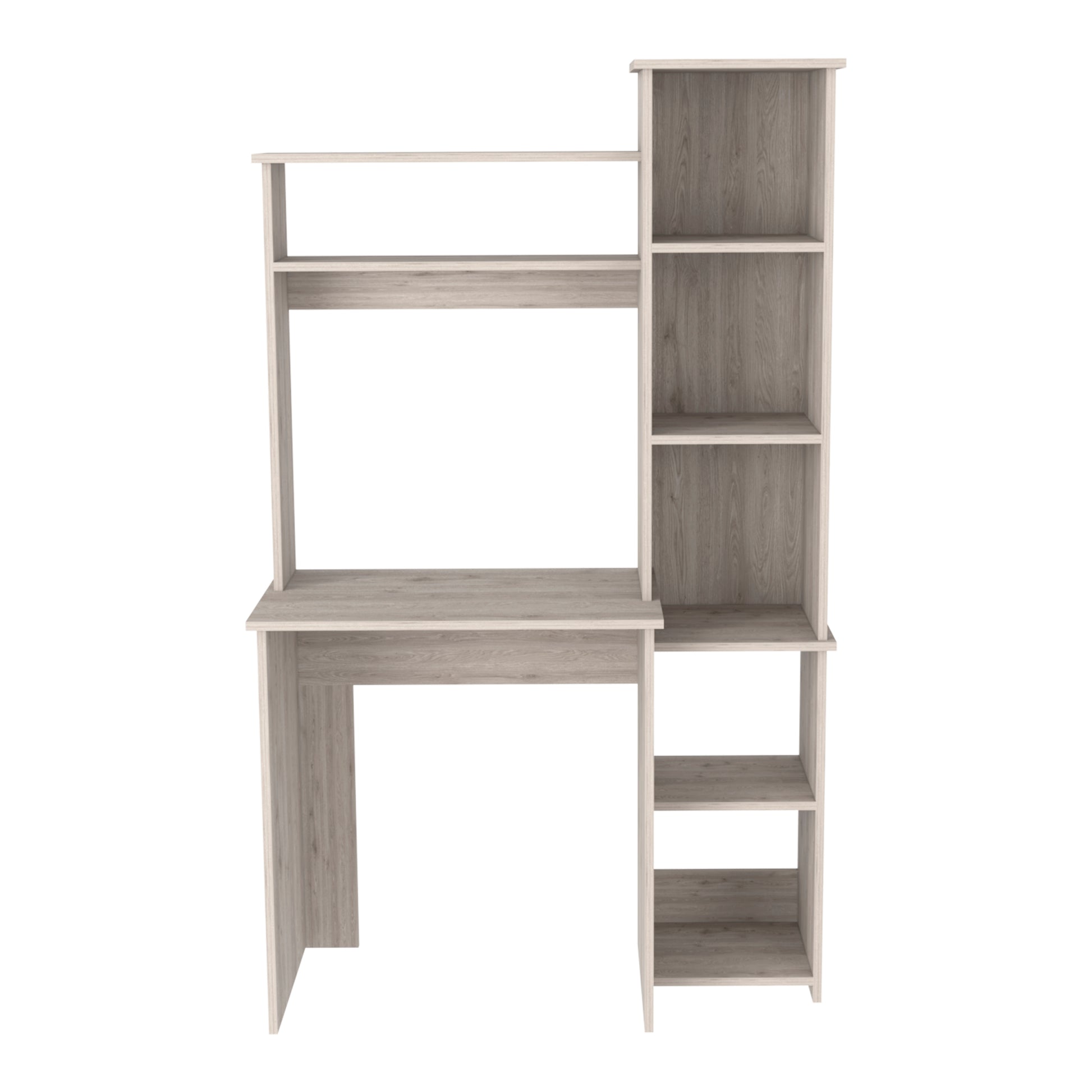 Aramis Desk, Five Shelves, Two Superior Shelves, Light Gray Gray Particle Board Particle Board