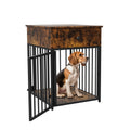 Dog Crate Furniture, Dog House, Decorative Dog Kennel With Drawer, Indoor Pet Crate End Table For Small Dog, Iron Tube Dog Cage, Chew Proof Brown Mdf