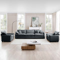 Warm And Cozy Sofa Set With Soft Cushions And Pillows, Home Theater Style Sofa Set Consisting Of A 3 Seater Sofa And Two Single Sofas Ingrey Corduroy Fabric Grey Corduroy 5 Seat