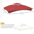 Outsunny 10' X 12' Gazebo Canopy Replacement, 2 Tier Outdoor Gazebo Cover Top Roof With Drainage Holes, Top Only , Wine Red Red Polyester