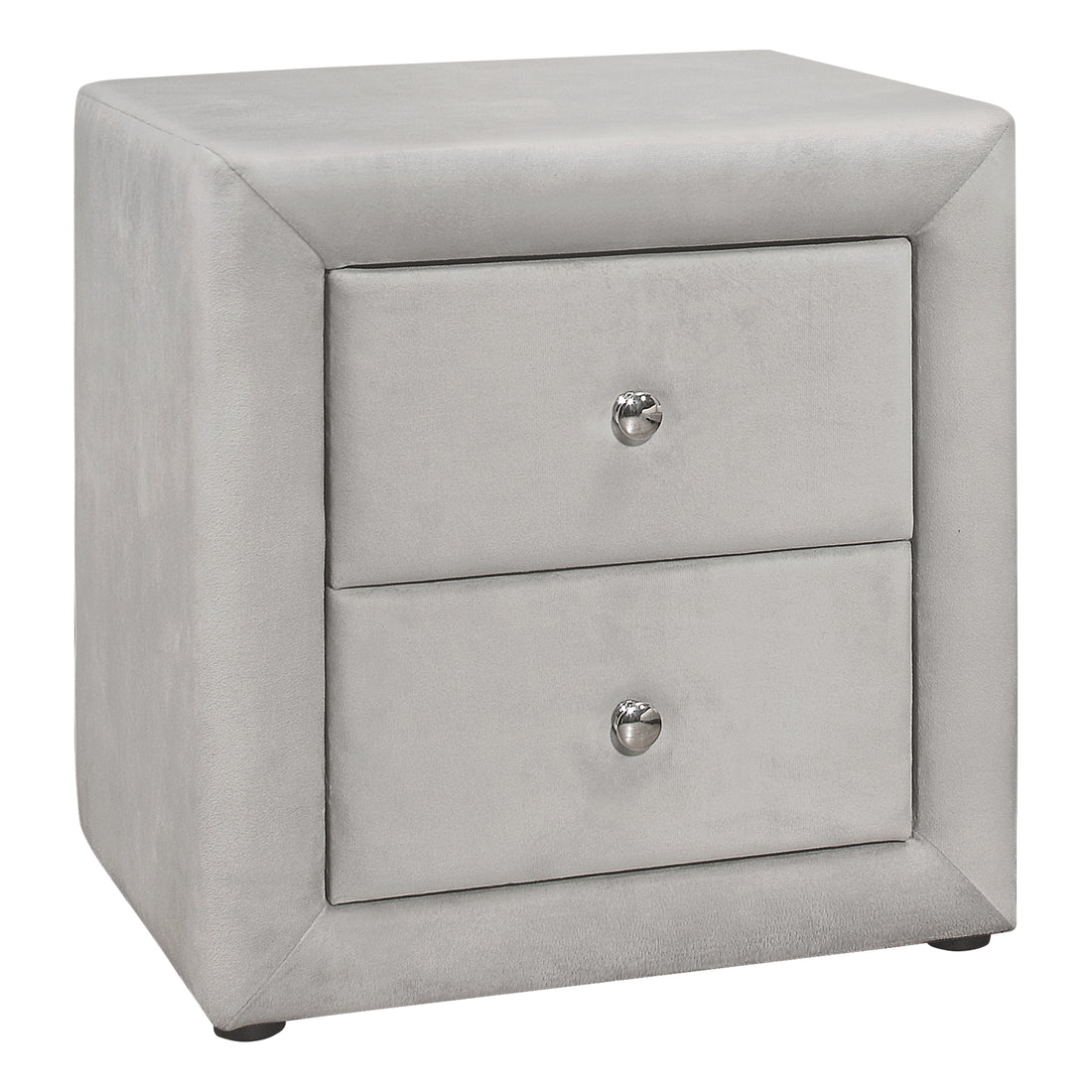 Nightstand, Nightstand, End, Side, Lamp, Storage Drawer, Bedroom, Upholstered, Grey Velvet, Transitional Light Grey Mdf