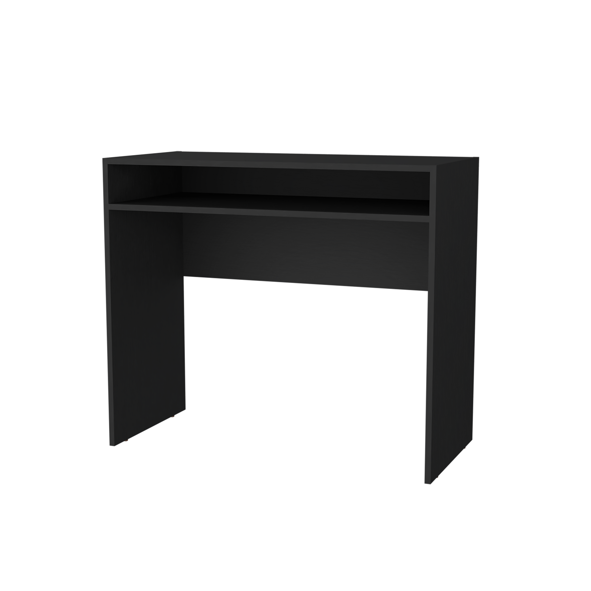 Estill Desk In Melamine With Storage Black Office Modern Rectangular Open Storage Desk Rectangular Particle Board Melamine