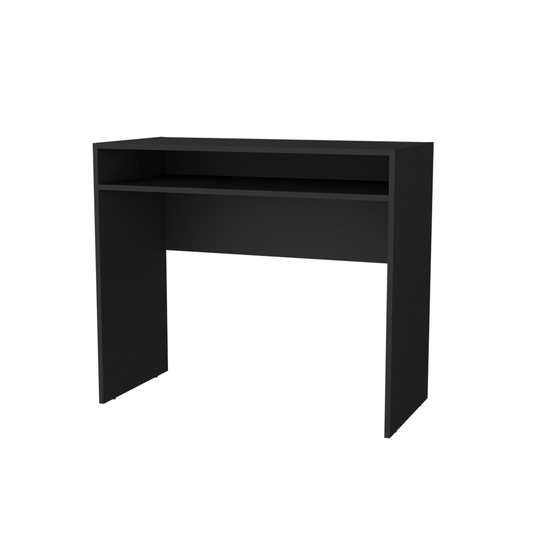 Estill Desk In Melamine With Storage Black Office Modern Rectangular Open Storage Desk Rectangular Particle Board Melamine