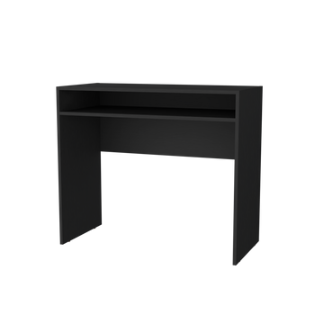 Estill Desk In Melamine With Storage Black Office Modern Rectangular Open Storage Desk Rectangular Particle Board Melamine