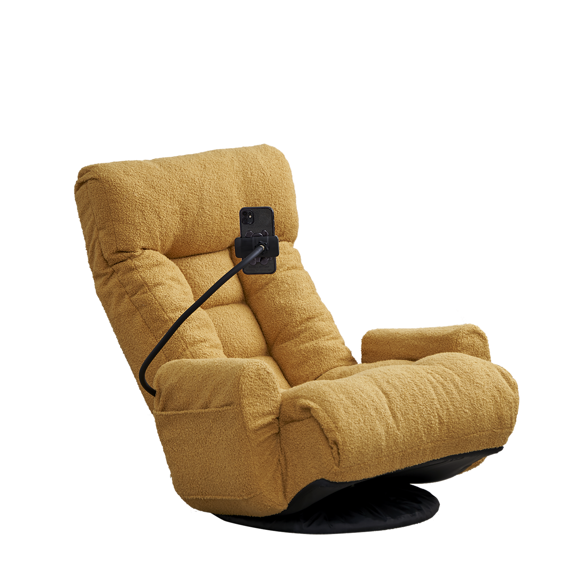 Adjustable Head And Waist, Game Chair, Lounge Chair In The Living Room, 360 Degree Rotatable Sofa Chair,Rotatable Seat Leisure Chair Deck Chair Yellow Metal Soft Cotton Metal